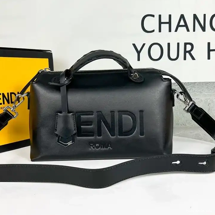 Cheap Logo Bag Calf In Medium Black ROMA The Boston Leather By Fendi Way 0531